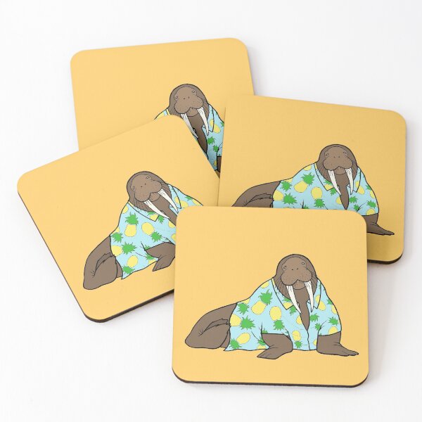 Item preview, Walrus in Hawaiian shirt - blue designed and sold by WatershipBound.