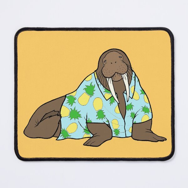 Item preview, Walrus in Hawaiian shirt - blue designed and sold by WatershipBound.