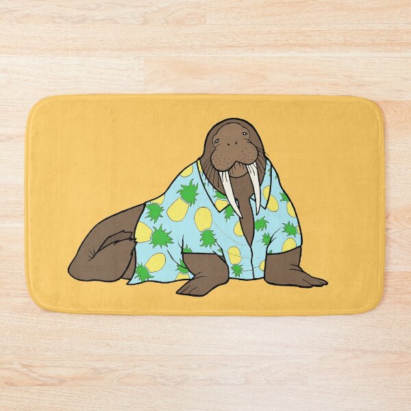 Item preview, Walrus in Hawaiian shirt - blue designed and sold by WatershipBound.