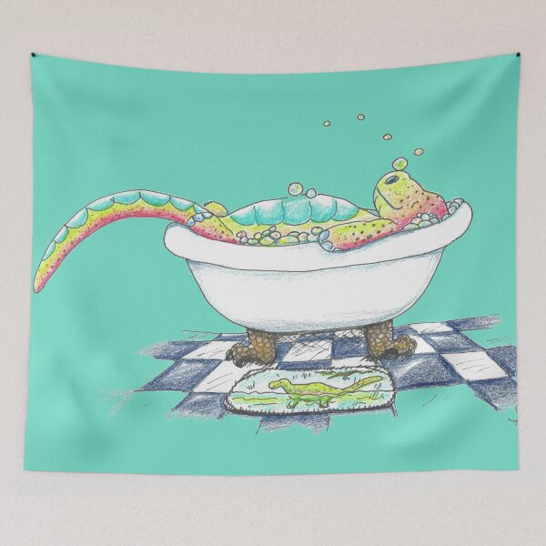 Item preview, Dino in the Tub Drawing designed and sold by Art by Kirsten Sneath.