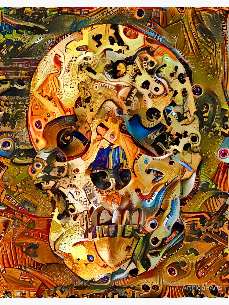 "Mechanical Steampunk Skull AI Art" Sticker for Sale by Artificial