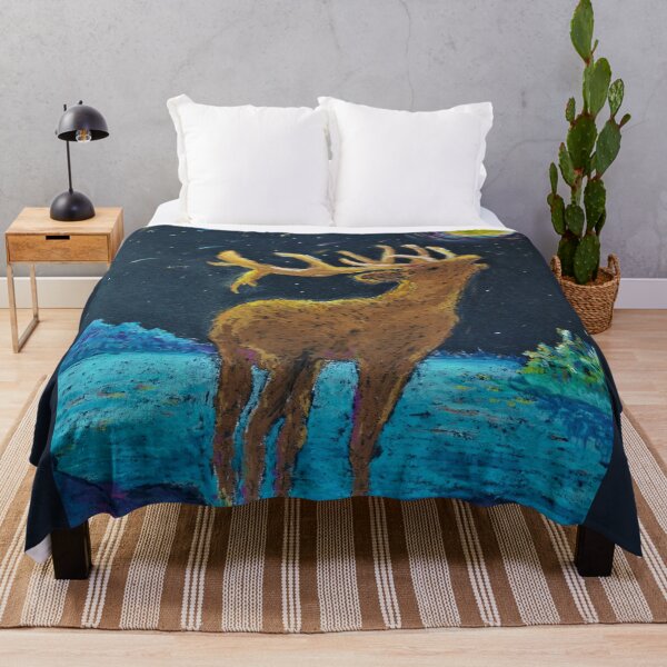 Item preview, Elk under the moon Redbubble fun animal print clothing and home accessories designed and sold by Winnie Tam.