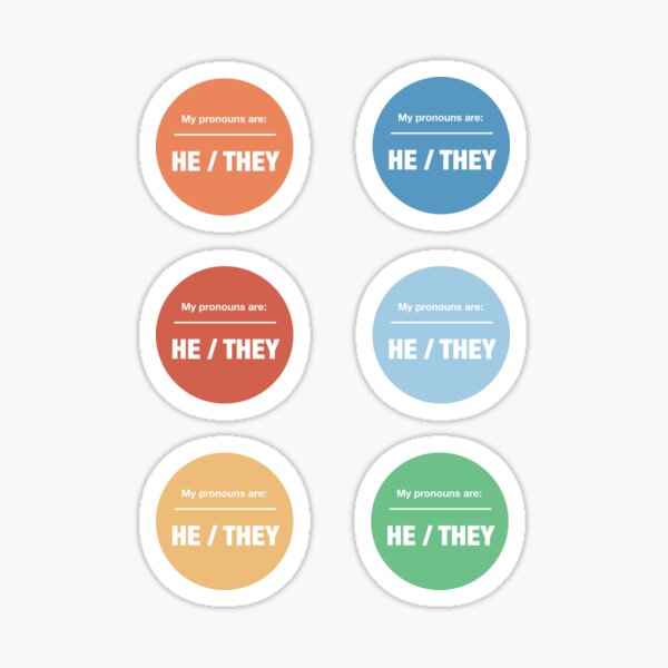 He/They gender pronoun stickers Sticker