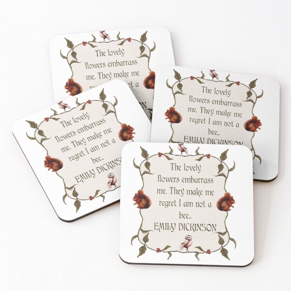 Item preview, Emily Dickinson Quote The lovely flowers embarrass me. They make me regret I am not a bee EMILY DICKINSON Woodland watercolor frame designed and sold by Monica Laipple.