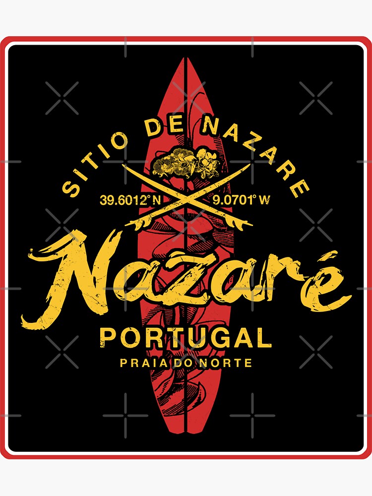 "Nazare Portugal Vintage Surfing" Sticker for Sale by IronEcho Redbubble