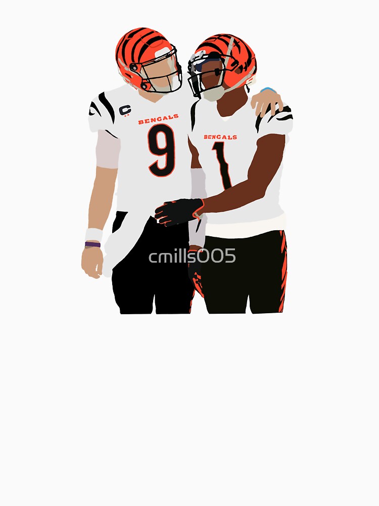 Ja'Marr Chase and Joe Burrow Griddy Cincinnati T-Shirt (Small, Black)