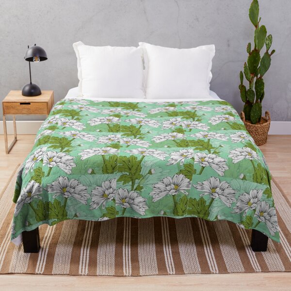 Item preview, White Daisy and Green Leaves print on apparel, accessories, posters, art, pillows. designed and sold by lduke47.
