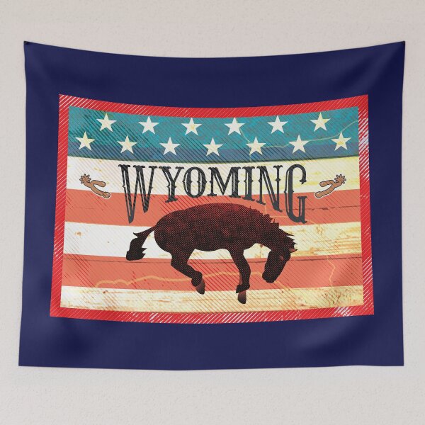 Item preview, Wyoming Vintage Flag Bucking Bronco  designed and sold by fairviewdesign.