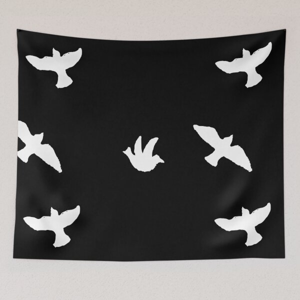 Item preview, Flock of Birds White Outline designed and sold by lineartdesigns.