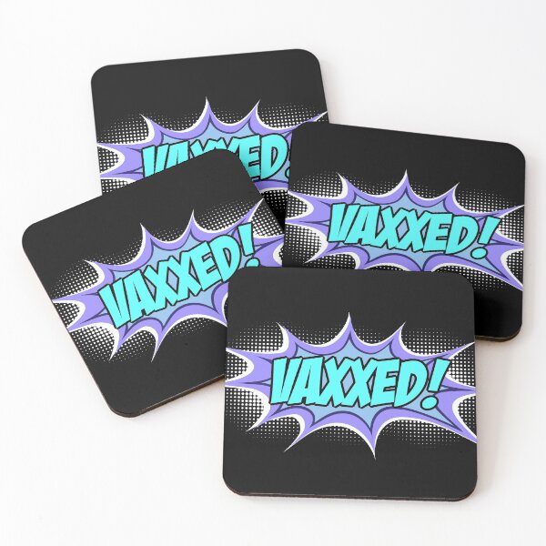 Item preview, VAXXED! in comic book call-out (turquoise, blue, purple, white) designed and sold by Ofeefee.