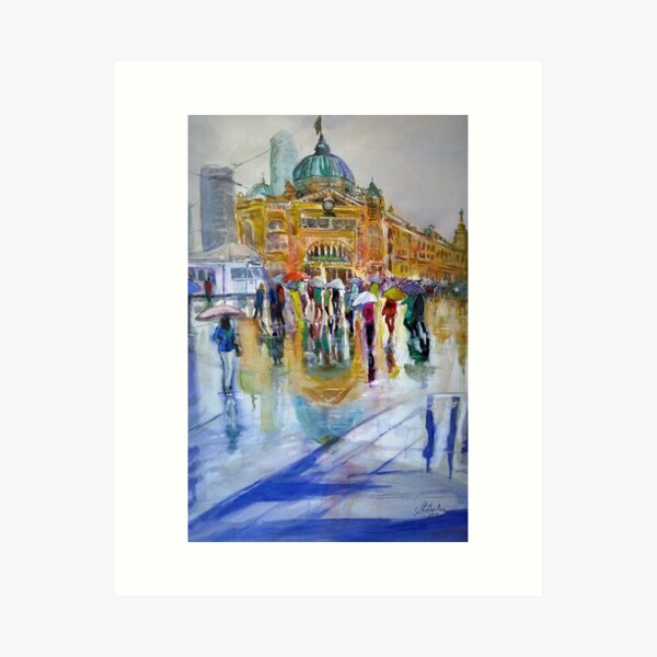Item preview, Melbourne Flinders Station in the Rain.  designed and sold by Shirlroma.