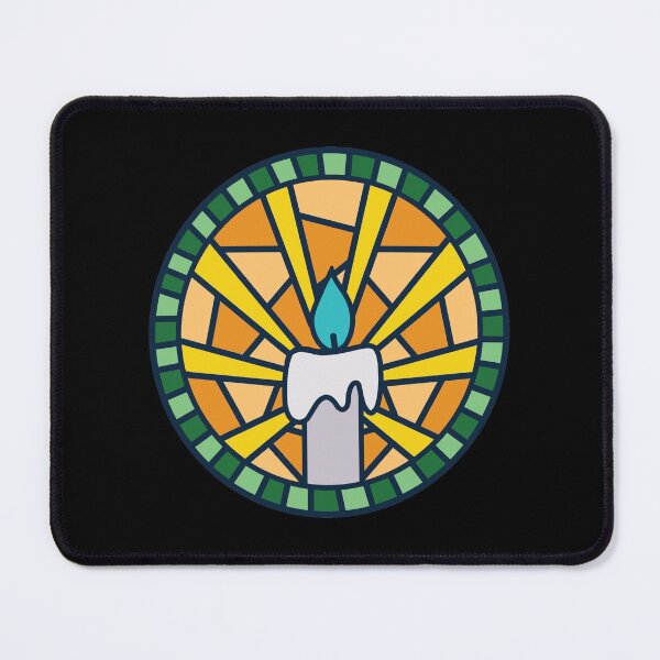 Item preview, Retro Mosaic Church window with Candle Shattered Glass and Light designed and sold by themoodydecor.