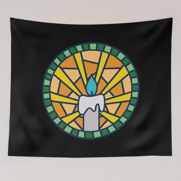 Item preview, Retro Mosaic Church window with Candle Shattered Glass and Light designed and sold by themoodydecor.