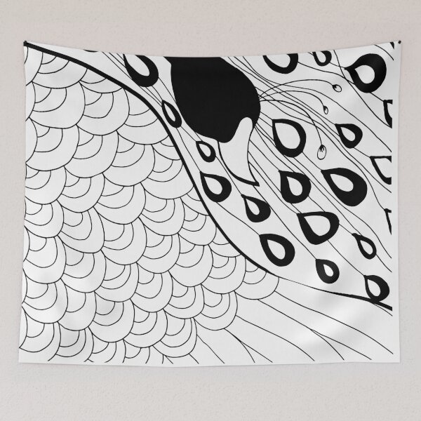 Item preview, Peacock Dance Black Outline designed and sold by lineartdesigns.