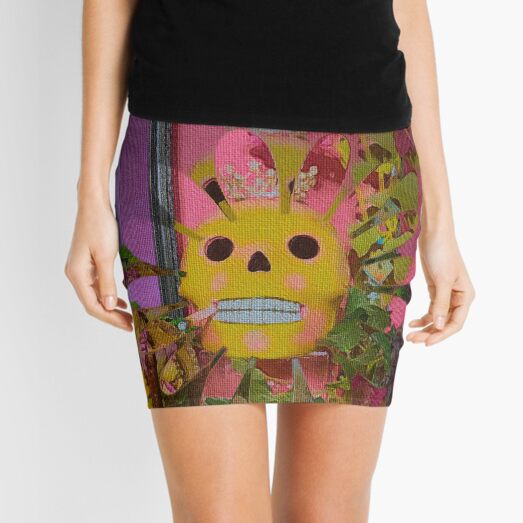 ROYAL CANNABIS SMOKING SKULL GRAPHIC Mini Skirt