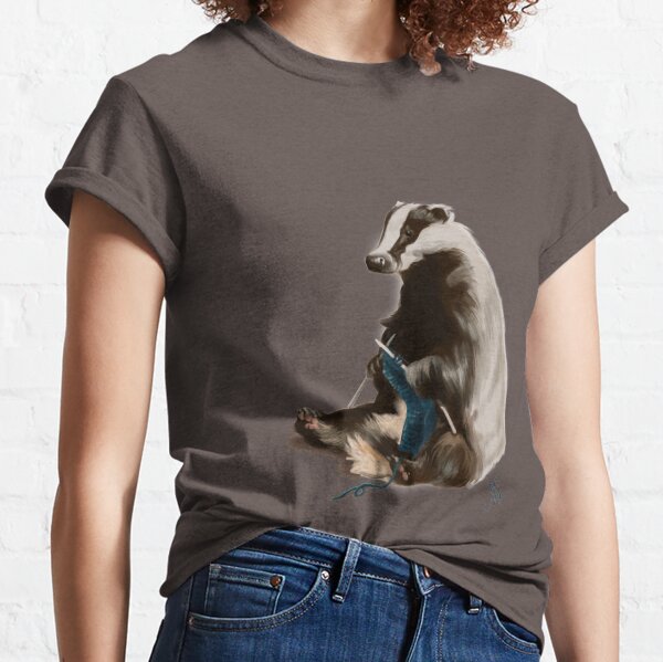 Badger Knitting a Scarf Classic T-Shirt