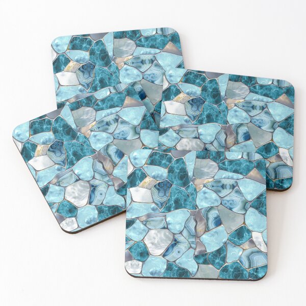 Item preview, Blue aqua gemstone abstract cells designed and sold by k9printart.