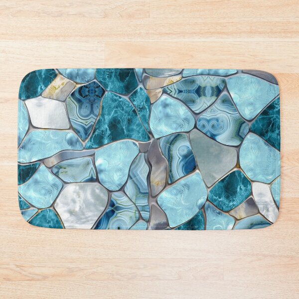 Item preview, Blue aqua gemstone abstract cells designed and sold by k9printart.