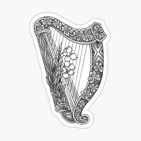 Tribal Irish Harp Tattoo Design  LuckyFish Art