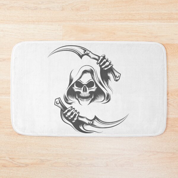 Item preview, Skull in the Hood with Two Scythes Tattoo designed and sold by devaleta.