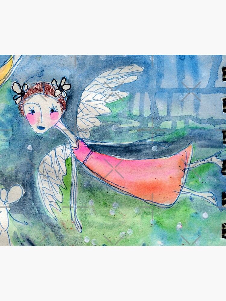 Flying Angel Open Wings in Blue and Green Colors by meloearth