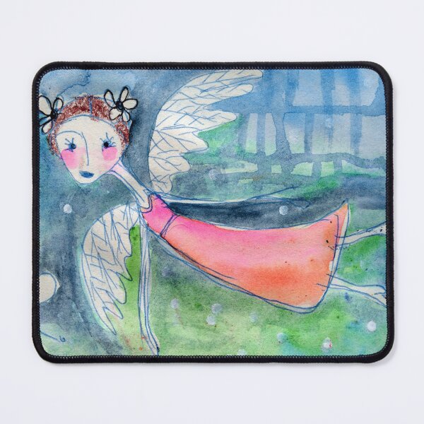 Flying Angel Open Wings in Blue and Green Colors Mouse Pad