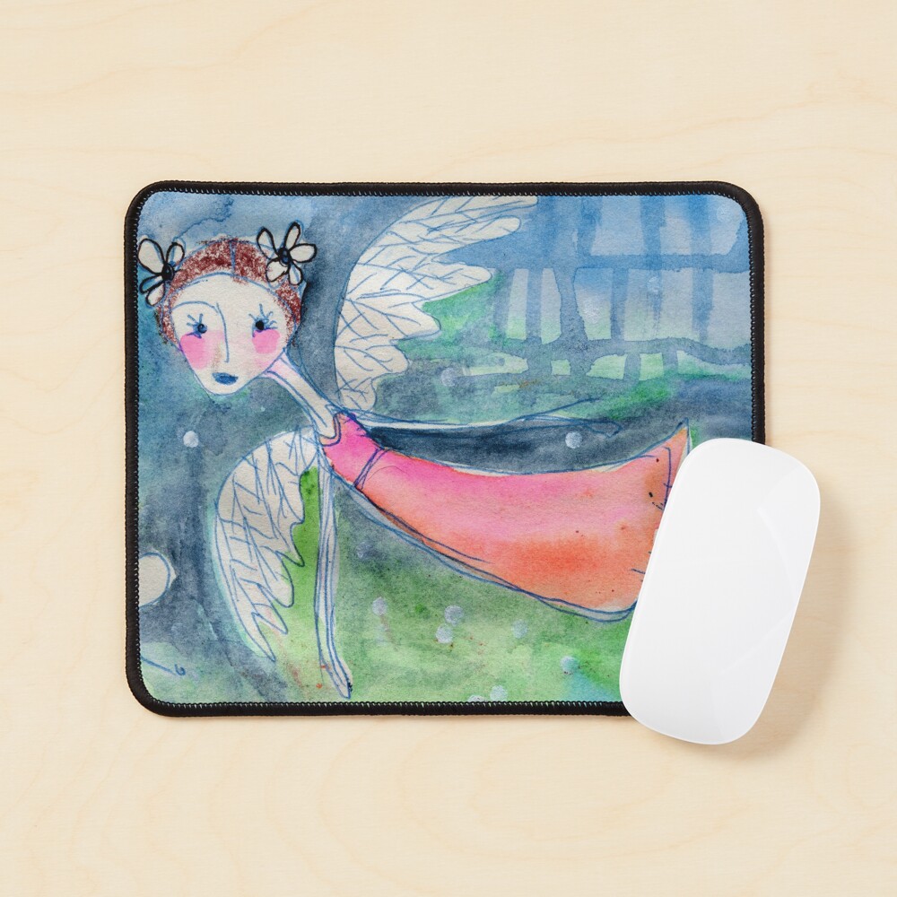 Flying Angel Open Wings in Blue and Green Colors Mouse Pad