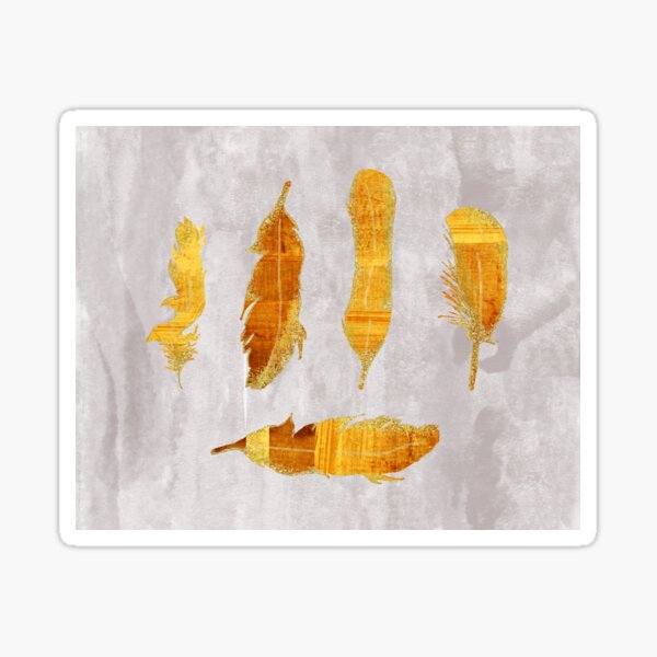 Rustic Gold Ombre Feathers Fall colors watercolor Sticker