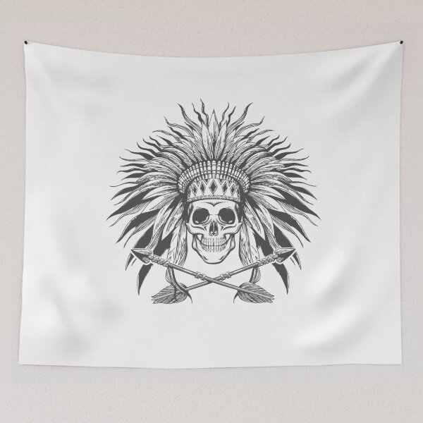 Item preview, Skull in Indian War Bonnet and Arrows Tattoo designed and sold by devaleta.