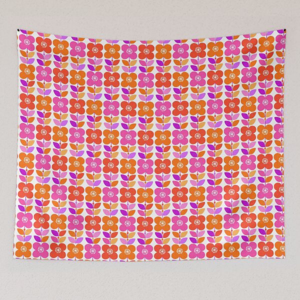 Item preview, Retro Flowers pink designed and sold by Cressidacarr.