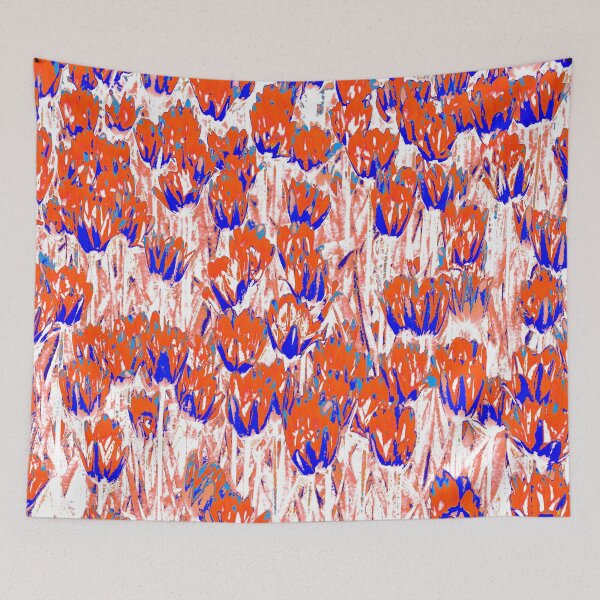 Item preview, Blooming red and blue tulips designed and sold by IraNiva.