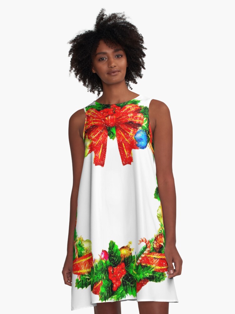 "Christmas Wreath" ALine Dresses by Rafael Salazar Redbubble