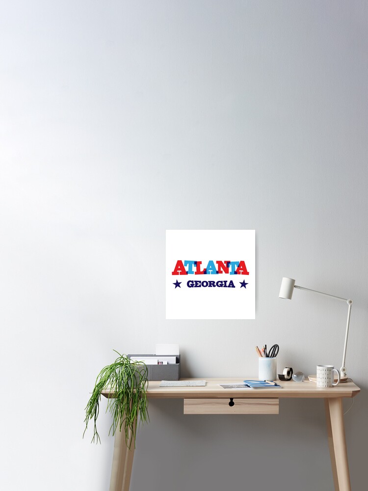Atlanta GA, Overprint Typography, Red and Blue Poster for Sale by  retroready