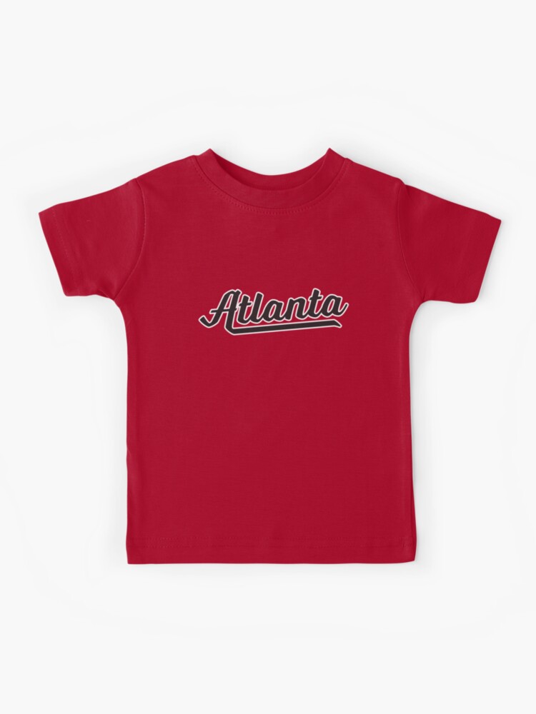 Atlanta GA | Retro Sports Script Logo | Black and White | Kids T-Shirt