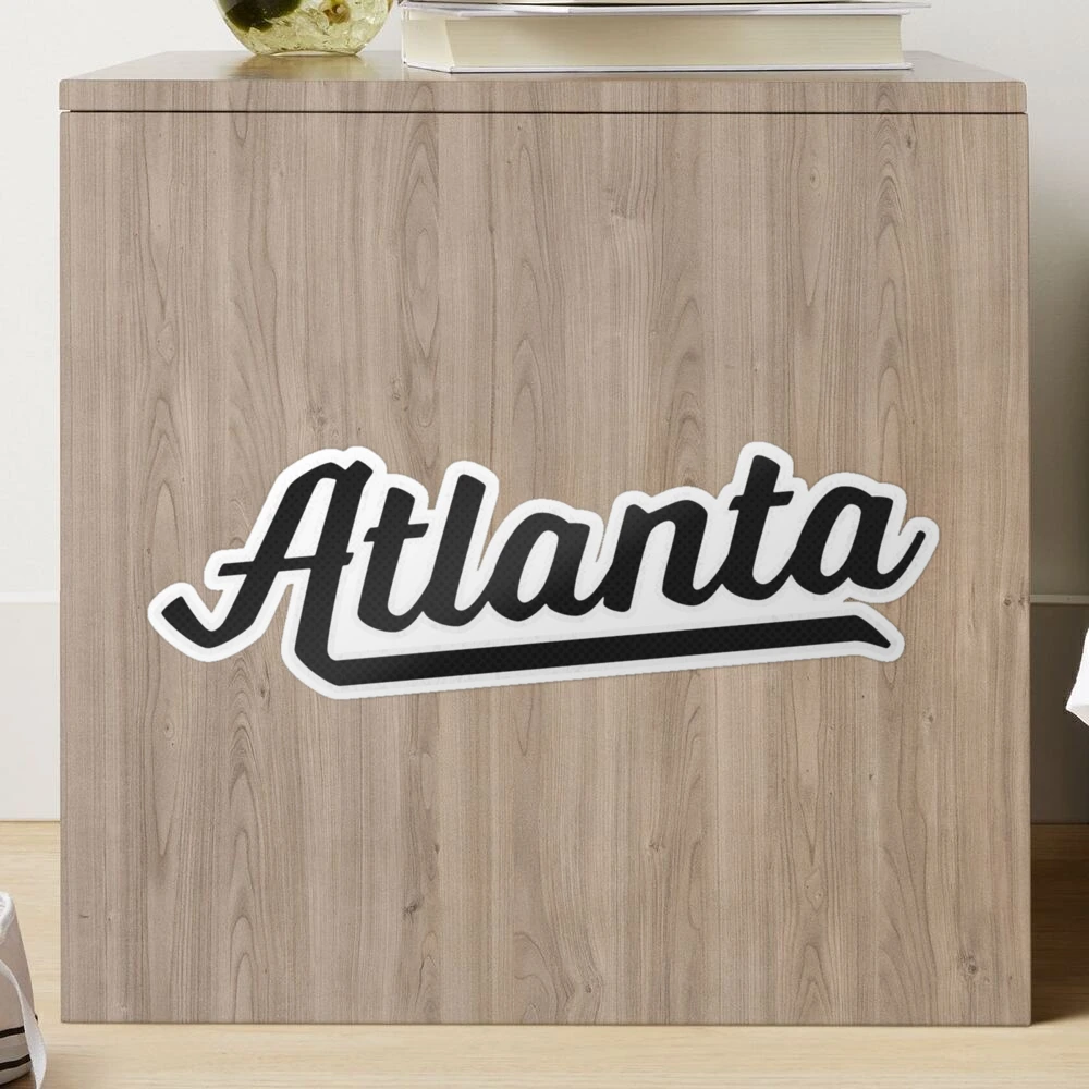 Atlanta GA, Retro Sports Script Logo, Black and White Sticker for Sale  by retroready