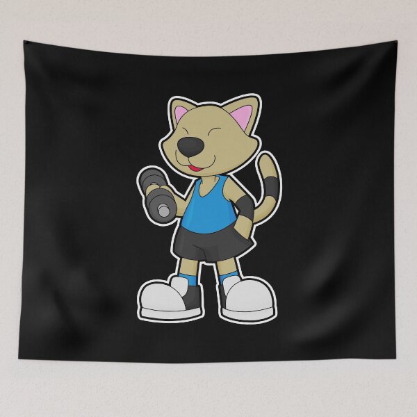 Item preview, Cat at Fitness with Dumbbell designed and sold by Snabdesign84.