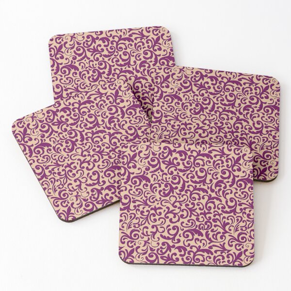Item preview, Floral Foliage Pattern - Aubergine Tan designed and sold by kernowerno.