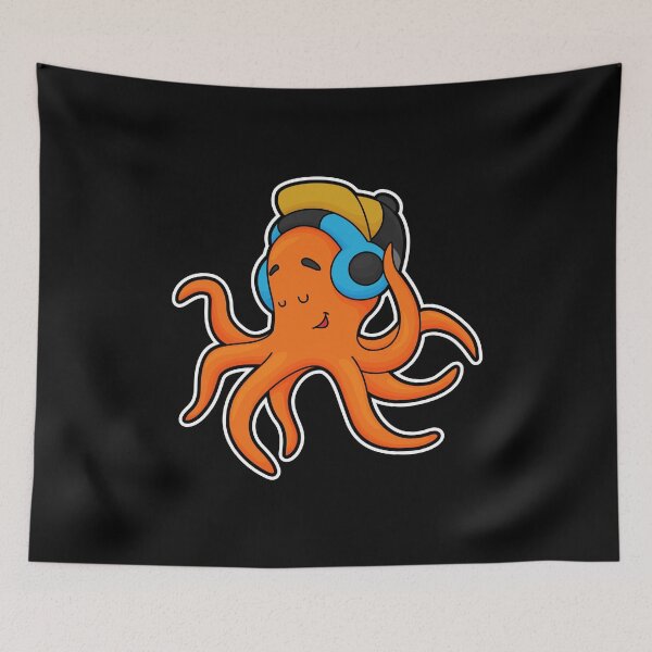 Item preview, Octopus at Music with Headphone designed and sold by Snabdesign84.