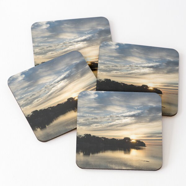 Item preview, Pale Gold Sunrays - A Cloudy Sunrise with Two Ducks designed and sold by Georgia Mizuleva.