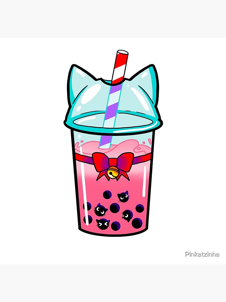 Kawaii Neko Cat Pink Japanese Bubble Tea Kitty Boba Drink Poster for Sale  by ZNOVANNA