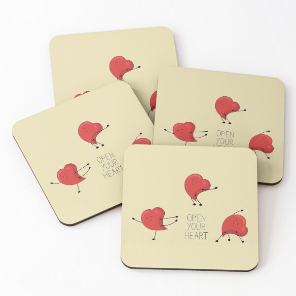 Item preview, Open your heart illustration with red cartoon character doing yoga designed and sold by SooperYela.