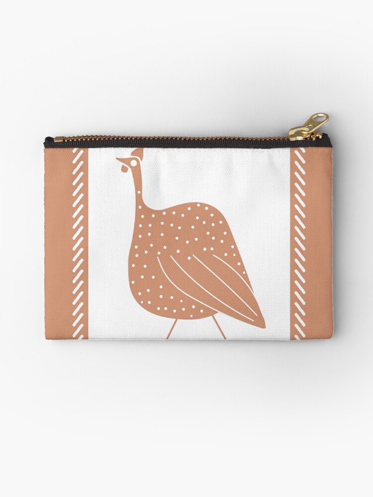 Brown Shweshwe Small Zipper Pouch for Purse