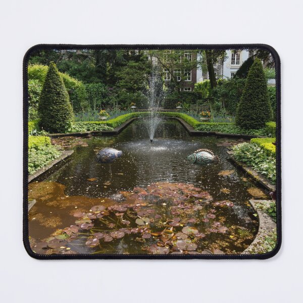 Item preview, Backyard Oasis Symmetry With a Softly Burbling Garden Fountain designed and sold by Georgia Mizuleva.