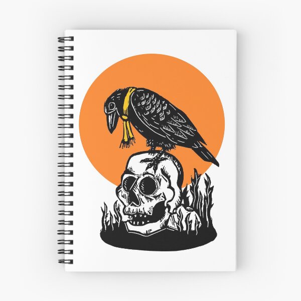 Item preview, Crow on a Skull with Orange background designed and sold by LiquoriceLino.