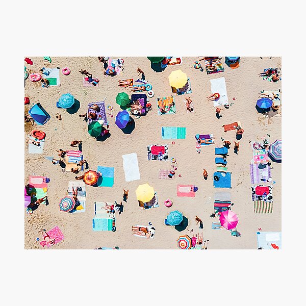 Aerial Beach Colorful Summer Umbrellas Print, Coastal Beach Print, Aerial Photography, Ocean Print, Sea Print, Modern Home Decor, Art Print Photographic Print
