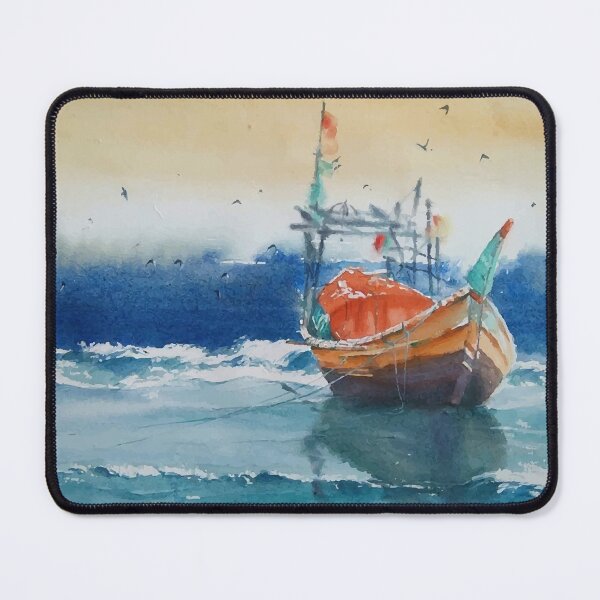 Item preview, Watercolor Boat In The Sea Painting Landscape designed and sold by Vector Scout Lab.