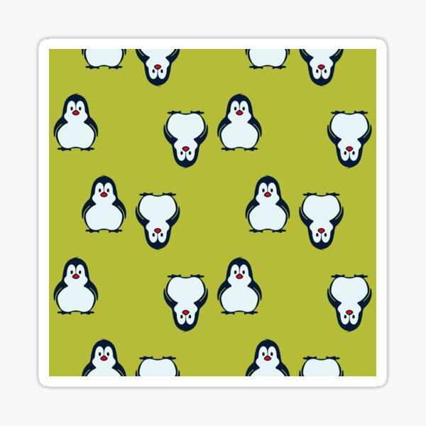 Penguins on a green pattern Sticker