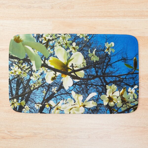Item preview, White magnolia tree in blossom, natural background, spring season  designed and sold by helenkaiy.