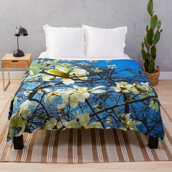 Item preview, White magnolia tree in blossom, natural background, spring season designed and sold by helenkaiy.