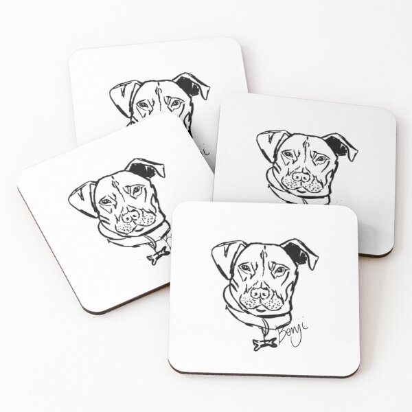 Item preview, Staffy Dog Benji, Black & White Art designed and sold by Lasarii.